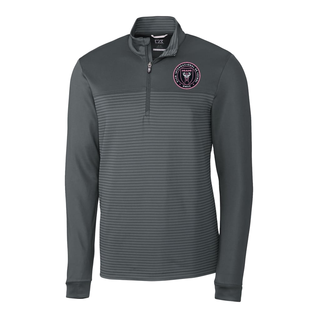  Inter Miami CF Cutter & Buck Traverse Stretch Eco Stripe Quarter-Zip Pullover Top - Gray